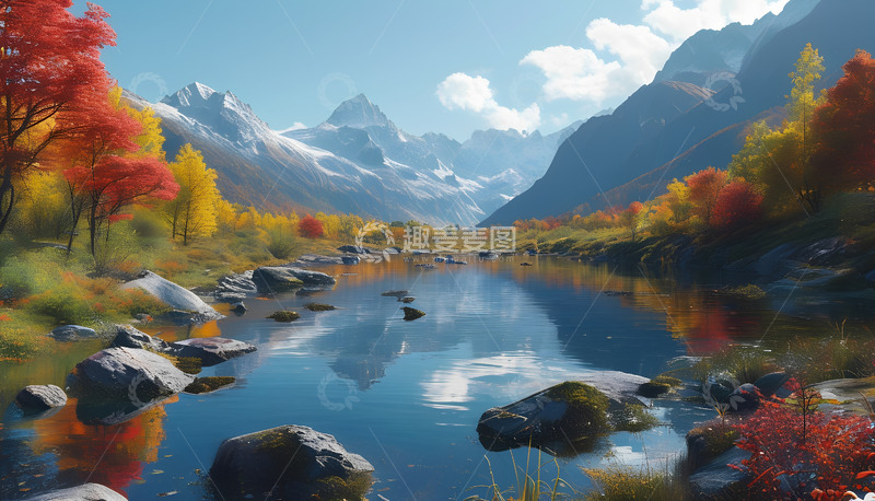 高清大图下载【趣麦麦图】小溪水流石头