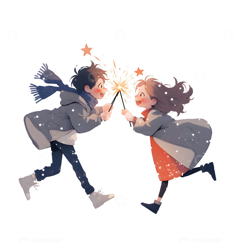 高清大图下载【趣麦麦图】春节情侣欢乐庆祝