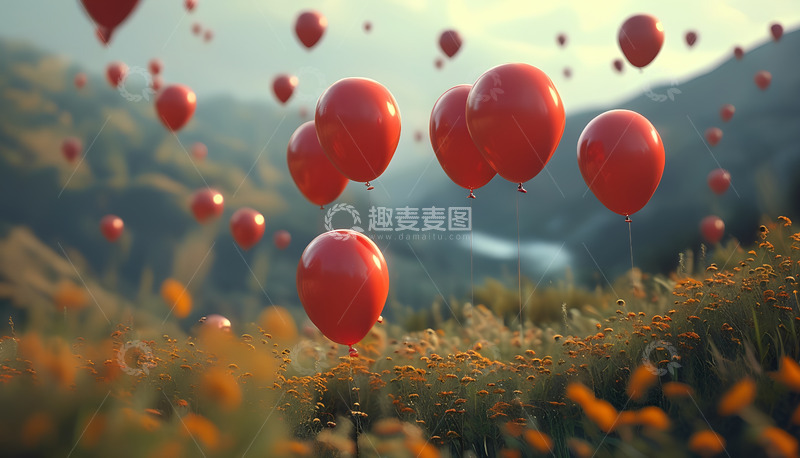 高清大图下载【趣麦麦图】气球红色花儿