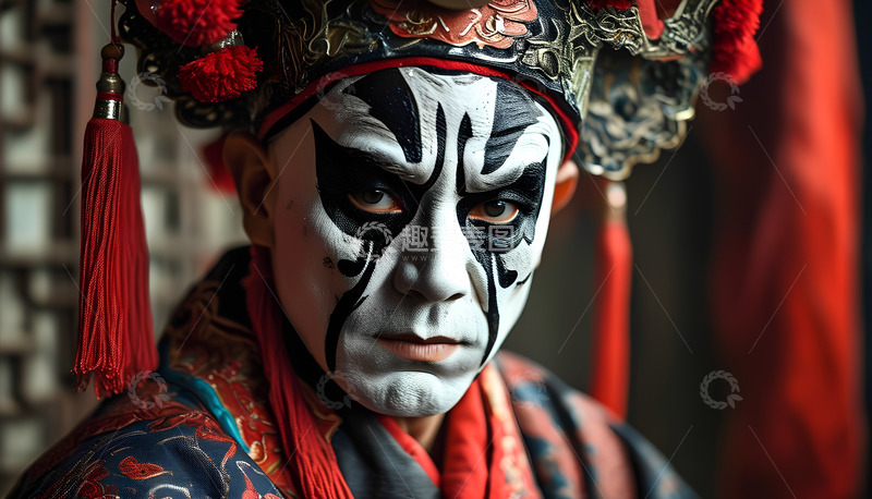 高清大图下载【趣麦麦图】唱戏花脸帽子