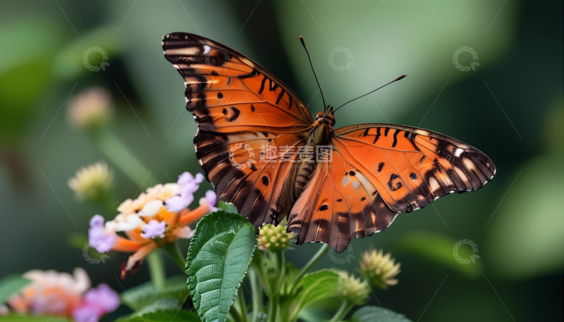 高清大图下载【趣麦麦图】蝴蝶叶子花朵