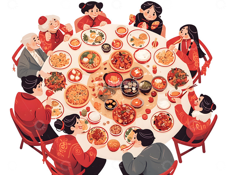 高清大图下载【趣麦麦图】春节家庭团圆饭