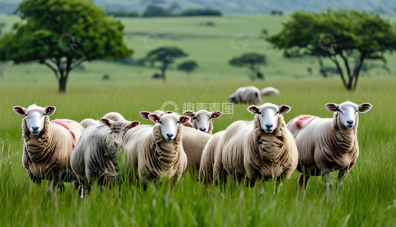 高清大图下载【趣麦麦图】绵羊羊群草原