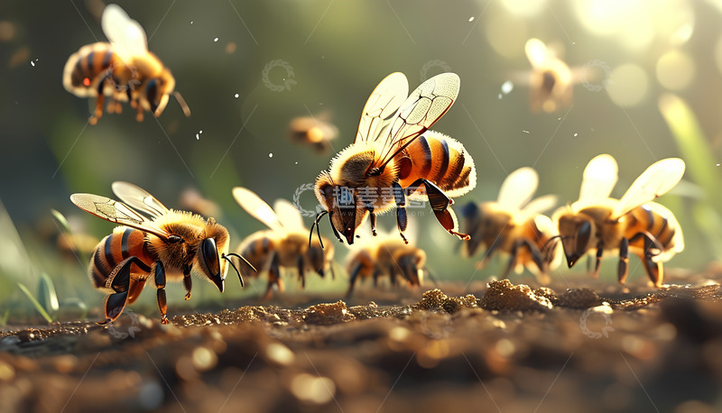 高清大图下载【趣麦麦图】蜜蜂阳光采蜜