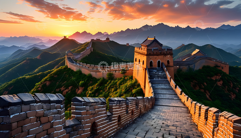 高清大图下载【趣麦麦图】长城树林大山