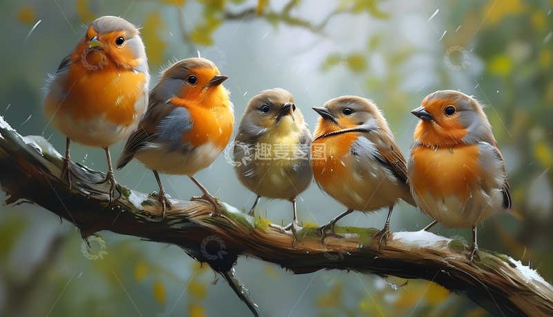 高清大图下载【趣麦麦图】树枝鸟儿小鸟