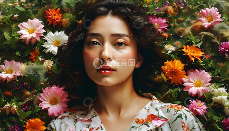 高清大图下载【趣麦麦图】花儿女孩粉色