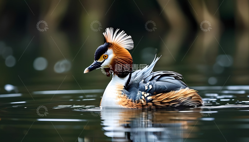 高清大图下载【趣麦麦图】河水游泳小鸟