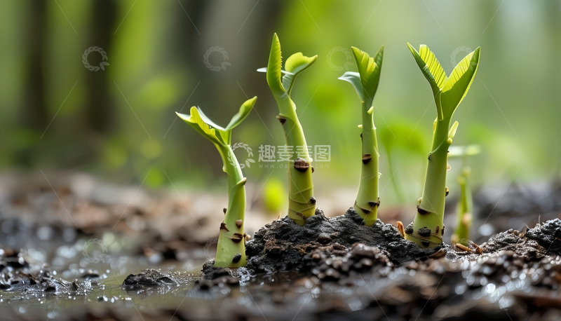 高清大图下载【趣麦麦图】雨后的希望嫩芽