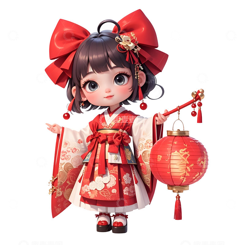 高清大图下载【趣麦麦图】春节小女孩传统服饰