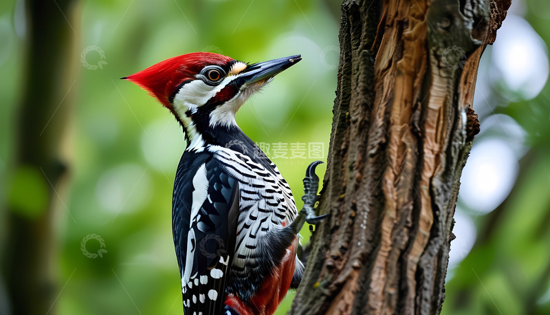 高清大图下载【趣麦麦图】大树啄木鸟小鸟
