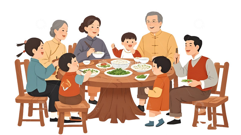 高清大图下载【趣麦麦图】春节家庭聚餐