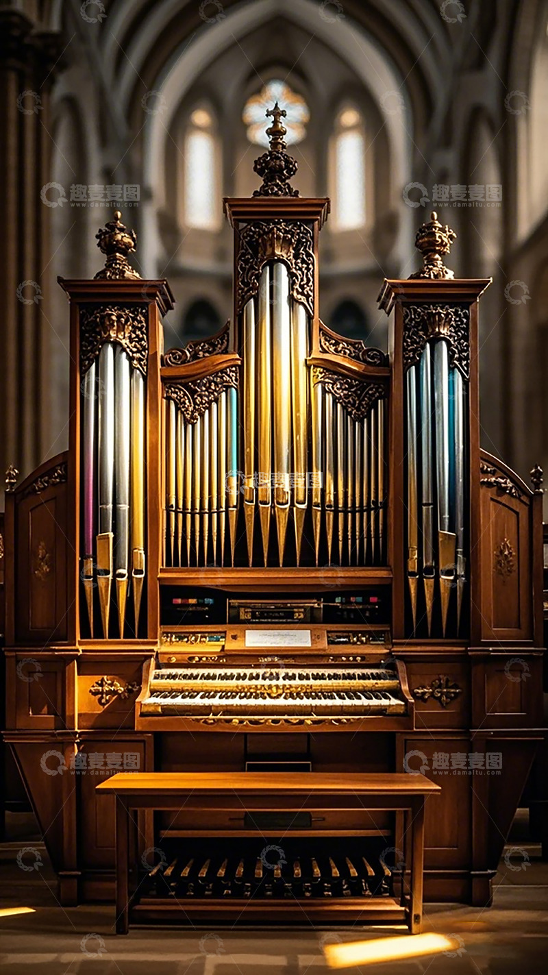 高清大图下载【趣麦麦图】教堂风琴古典建筑内部摄影