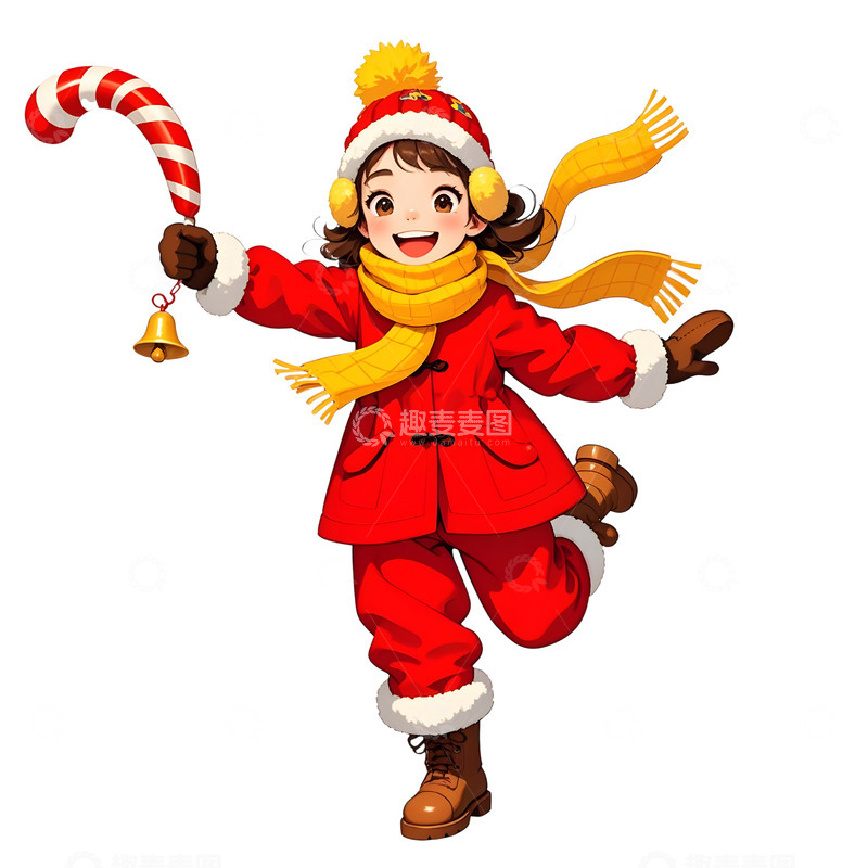 高清大图下载【趣麦麦图】春节小女孩欢乐迎新年