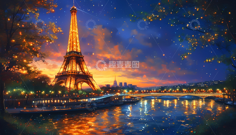 高清大图下载【趣麦麦图】晚上灯光水流