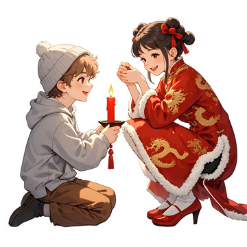 春节儿童共享喜悦