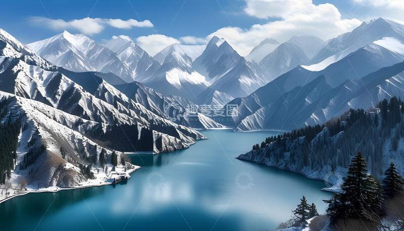 高清大图下载【趣麦麦图】云朵大山河水