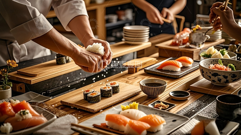 高清大图下载【趣麦麦图】饭团制作料理