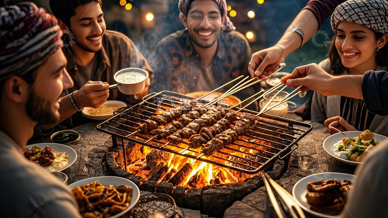 高清大图下载【趣麦麦图】异域烤肉聚餐
