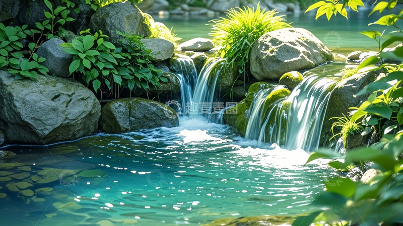 高清大图下载【趣麦麦图】春涧河湾水流急