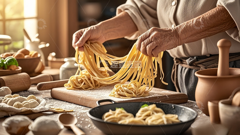 高清大图下载【趣麦麦图】菜案上的擀面