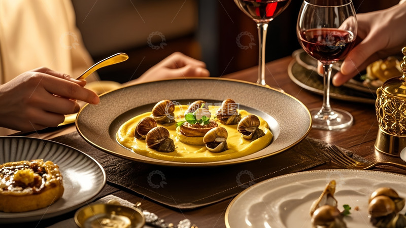 高清大图下载【趣麦麦图】就餐美酒与海鲜