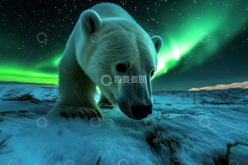 高清大图下载【趣麦麦图】北极熊行走在北极