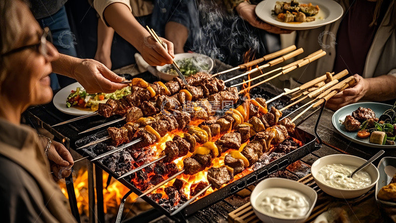 高清大图下载【趣麦麦图】聚餐美食烧烤