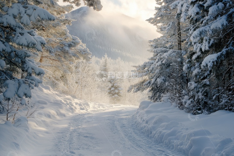 高清大图下载【趣麦麦图】森林雪地雪景