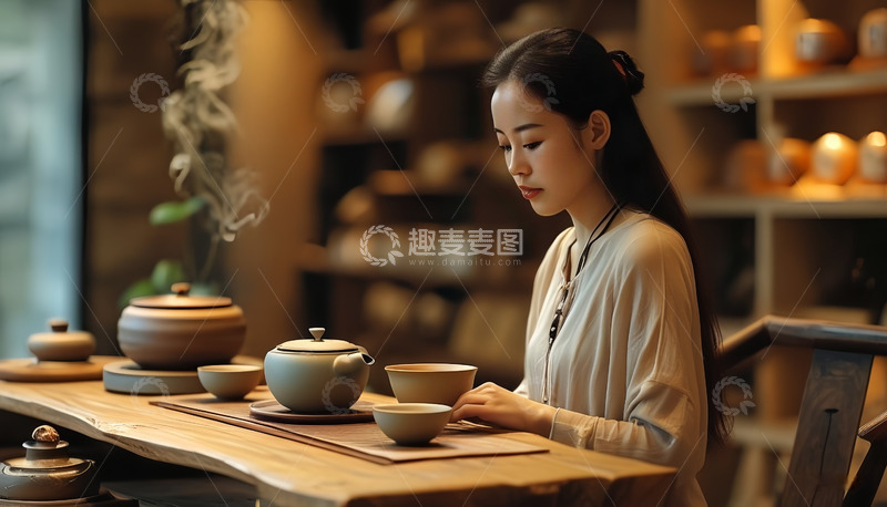 高清大图下载【趣麦麦图】古风养生茶道