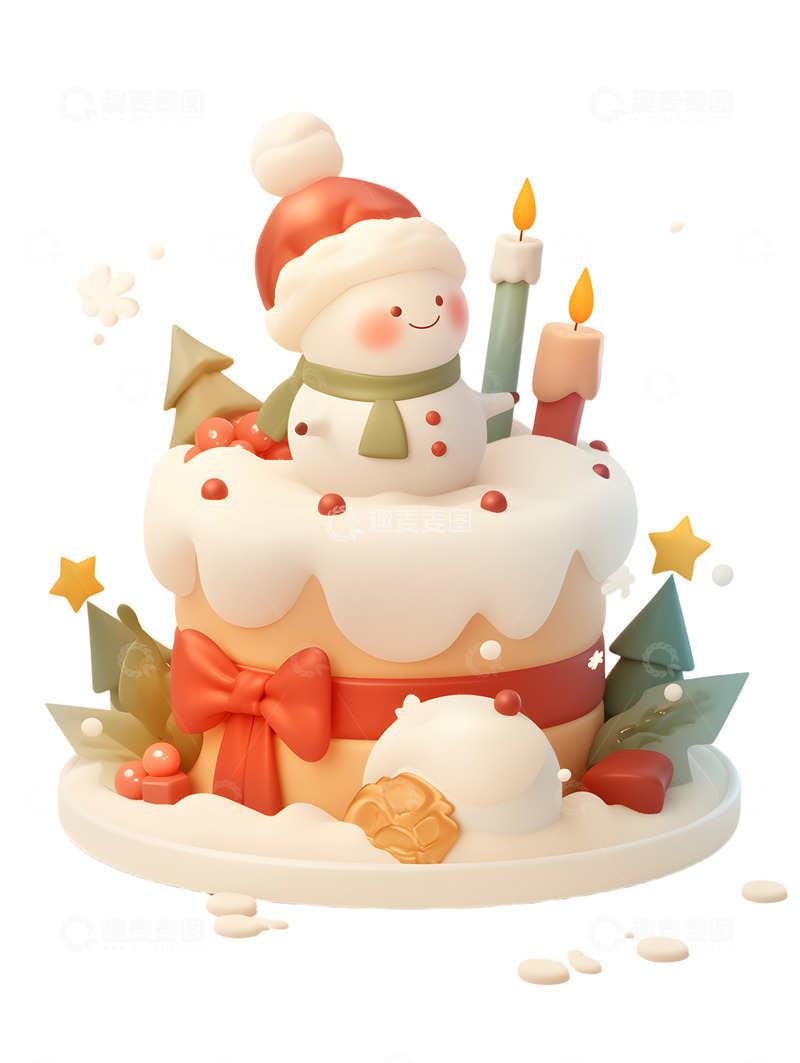 高清大图下载【趣麦麦图】卡通雪人蛋糕