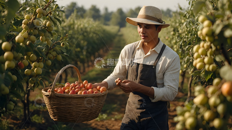 高清大图下载【趣麦麦图】水果园的采摘