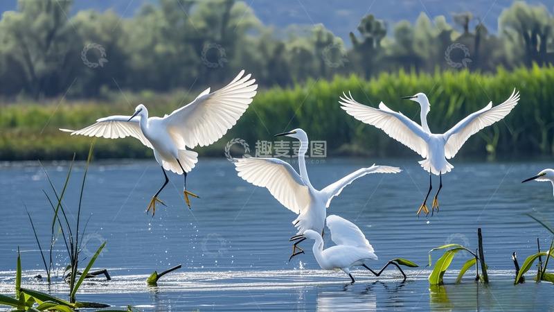 高清大图下载【趣麦麦图】惊起一群飞鸟