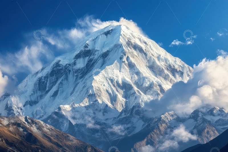 高清大图下载【趣麦麦图】雪峰雪山远山白云