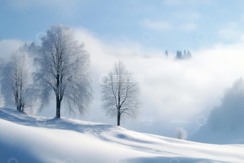 高清大图下载【趣麦麦图】冬季云雾雪景