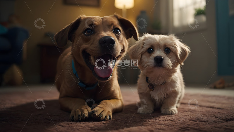 高清大图下载【趣麦麦图】汪星人的互动