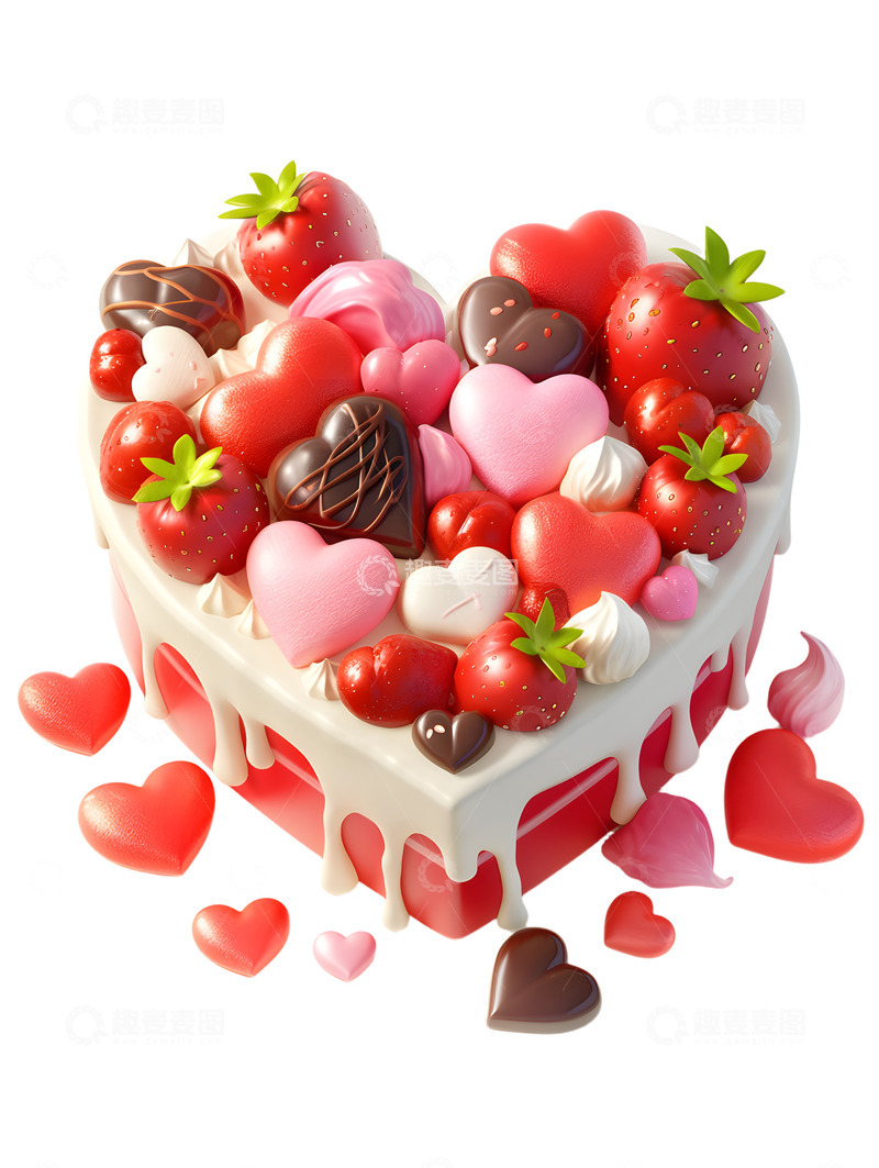 高清大图下载【趣麦麦图】爱心水果蛋糕美味