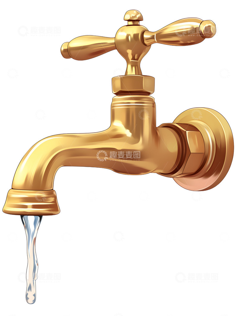 高清大图下载【趣麦麦图】金色的水龙头卡通