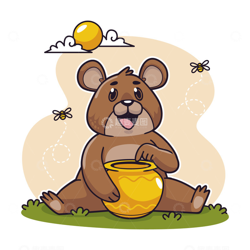 源文件下载【趣麦麦图】熊享受蜂蜜盛宴