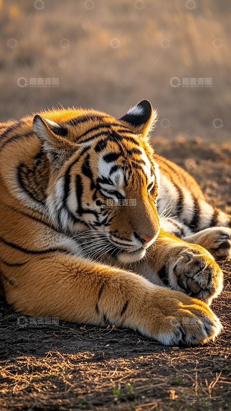高清大图下载【趣麦麦图】老虎休息野生摄影图片