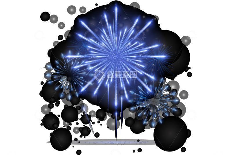 源文件下载【趣麦麦图】夜空中的蓝色烟花庆典