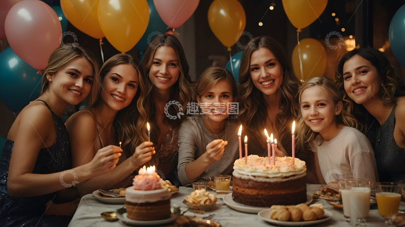 高清大图下载【趣麦麦图】生日朋友聚会