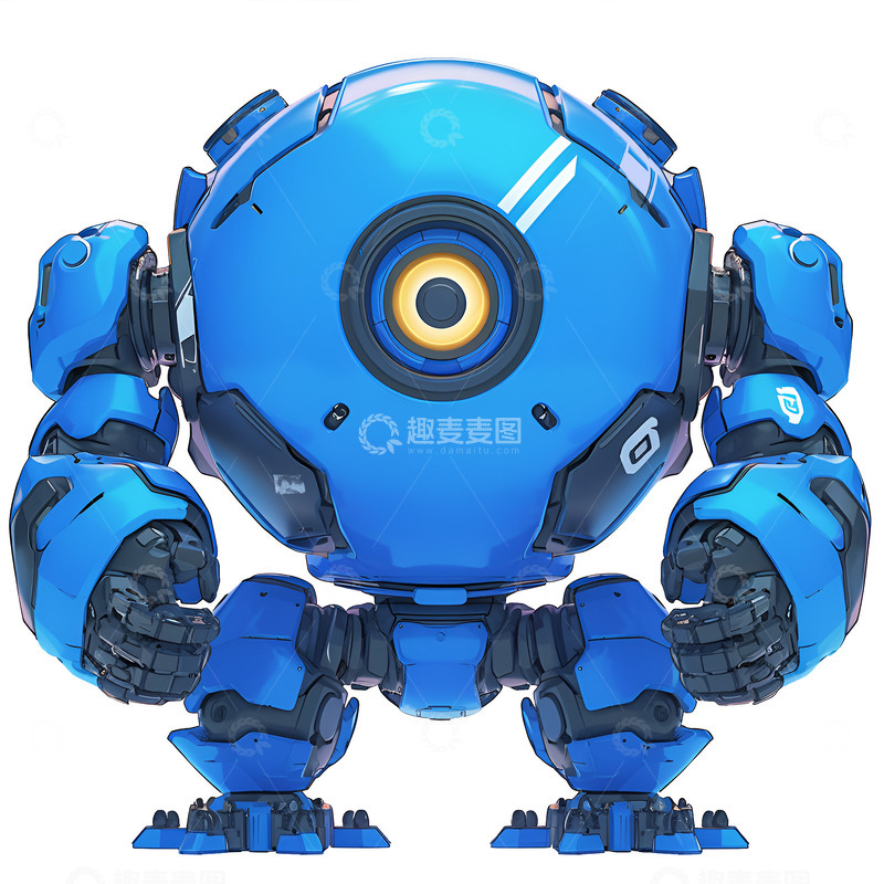 高清大图下载【趣麦麦图】卡通简约蓝色的机器人