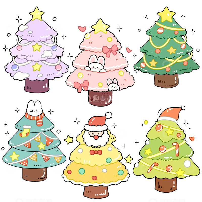 源文件下载【趣麦麦图】圣诞节可爱圣诞树免抠元素