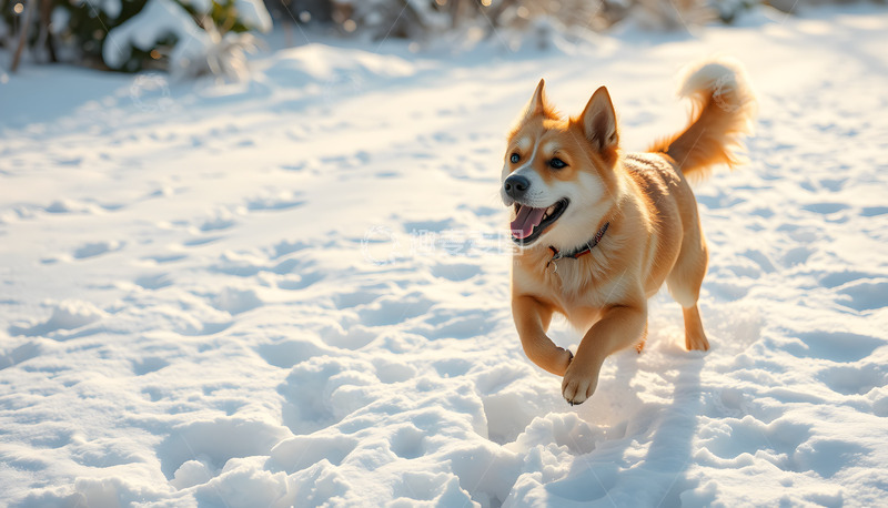 高清大图下载【趣麦麦图】大雪宠物的快乐