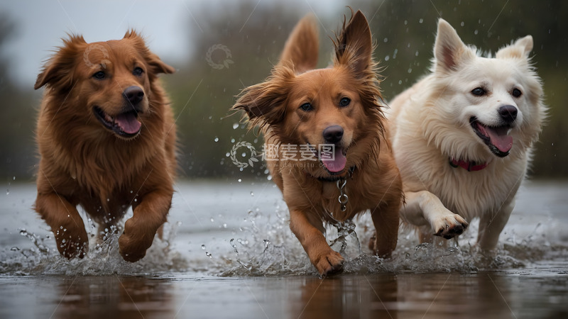 高清大图下载【趣麦麦图】雨天的宠物欢乐