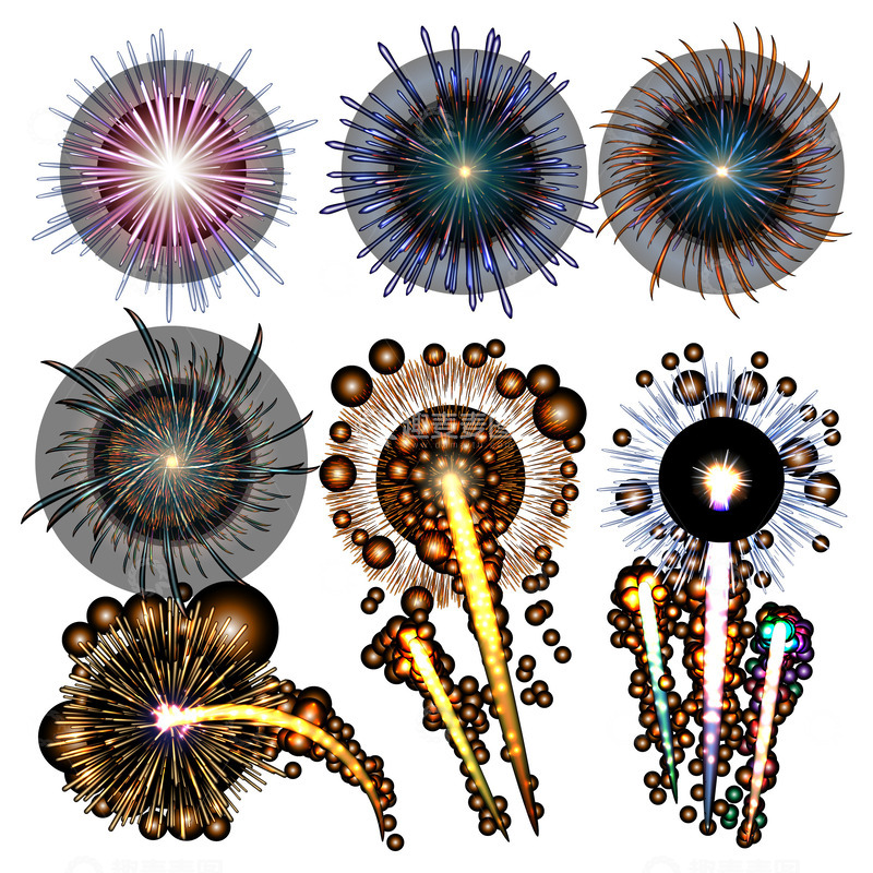 源文件下载【趣麦麦图】-多彩烟花绽放之美