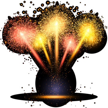 夜空中的金色烟花庆典