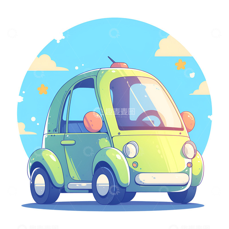 高清大图下载【趣麦麦图】卡通简约小轿车