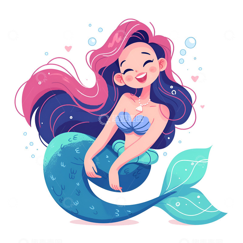 高清大图下载【趣麦麦图】卡通简约美人鱼